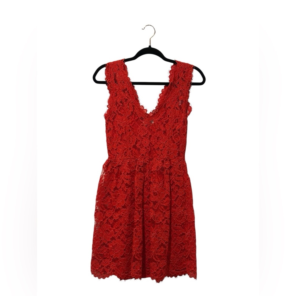 Madison Marcus Vibrant Red Lace Mini Dress size xs